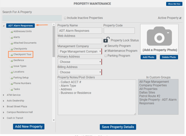 Silvertrac Property Maintenance Screen